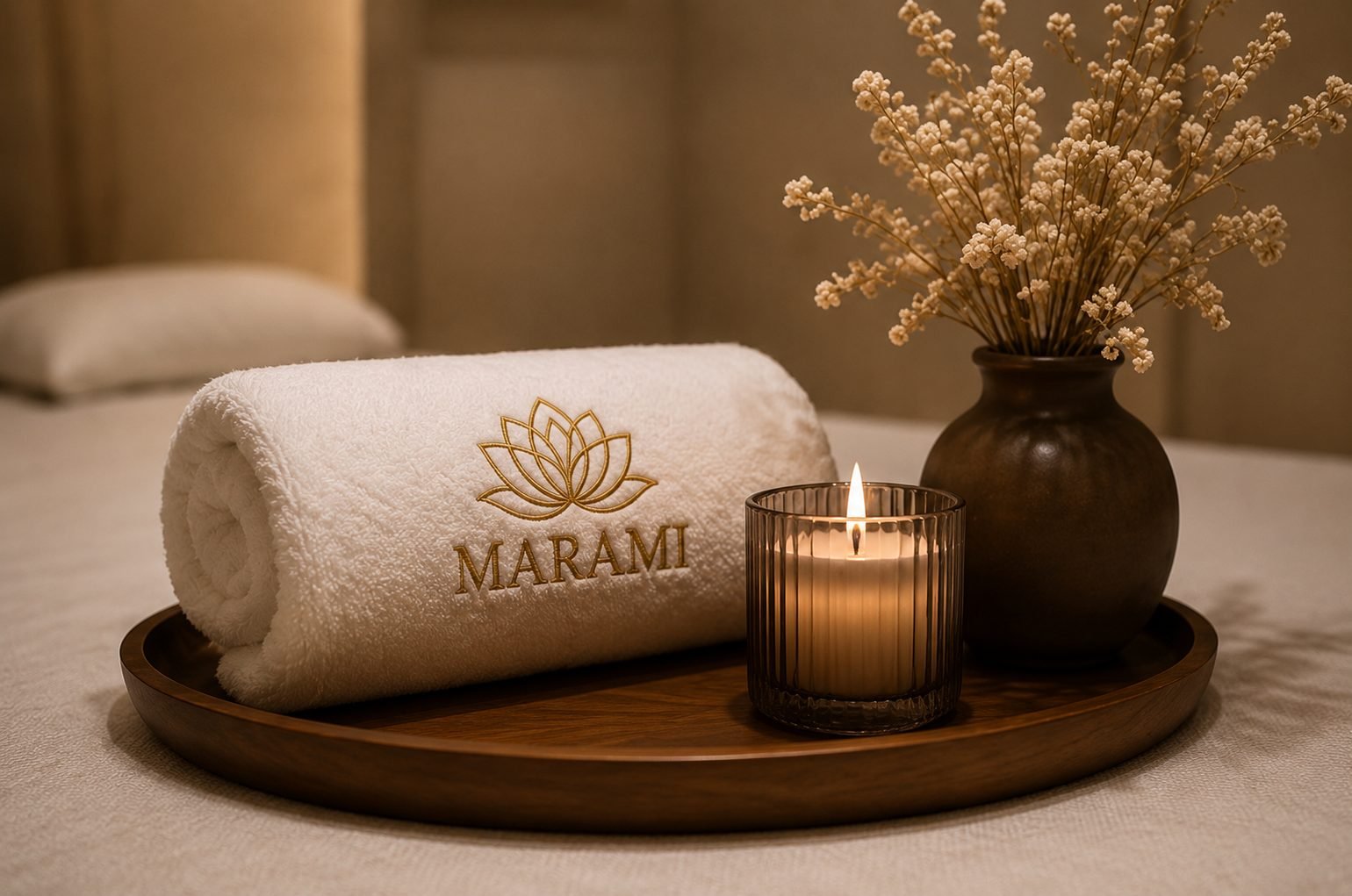 Marami towel and candle